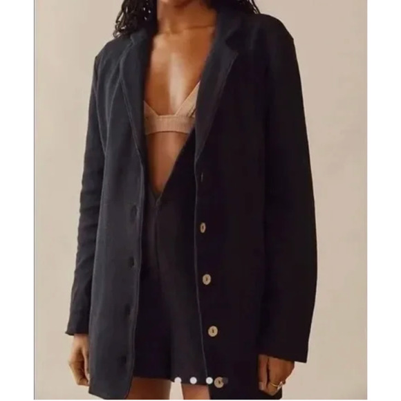 Free People Lizzie Romper Blazer One Piece Black NEW Medium